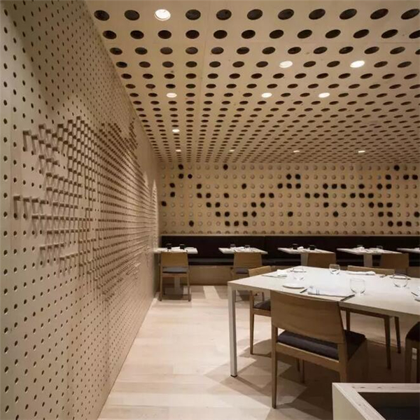 江門金騰達(dá)1.5mm鋁單板廠沖孔鋁單板天花高級餐廳圓形孔鋁單板吊頂